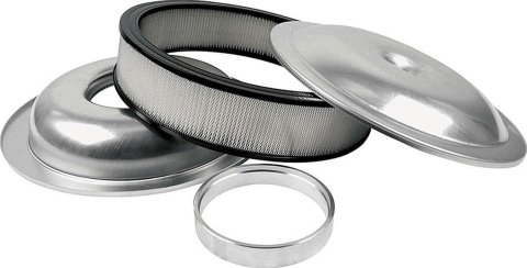 Allstar Performance Aluminum Air Cleaners ALL25910 Cleaner, Round, Dropped Base, Aluminum, Natural, 14 in. Diameter, 3 in. Filter, Each