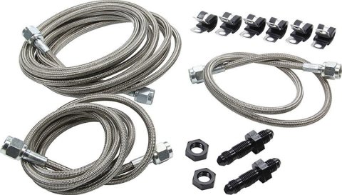 Allstar Performance Brake Hoses, Sets ALL42061 Kits include braided lines to reach from the front calipers to inside the foot box. Braided lines are #3 size