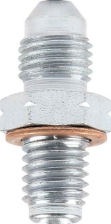 Allstar Performance Brake Fittings ALL50036 Adapter Fittings, Steel, -4 AN to 10mm-1.50, Caliper, Includes Crush Washer, Straight, Pair thumbnail 1