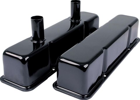 Allstar Performance Steel Valve Covers ALL26147 Covers, Tall, Perimeter Bolt Mounting Style, Steel, Black, Chevy, Small Block, Pair