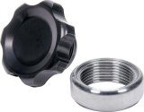Allstar Performance Fill Plug Kits ALL36167 Cap Kits, 1-1/2 in.-12 Thread, Weld-on, Steel Bung, Aluminum Cap, Black Anodized, 1 1/2-12 in. Thread Size, Kit thumbnail 1