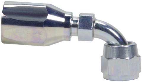 Allstar Performance Power Steering Hose Ends ALL48273 End, Steering, Swivel, Reusable, Steel, Zinc Coated, -6AN, Female Threads, 90 Degree, Each