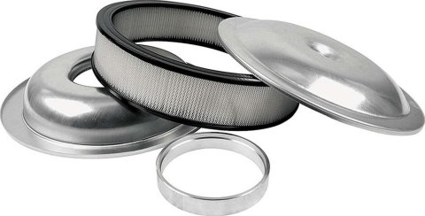 Allstar Performance Aluminum Air Cleaners ALL25914 Cleaner, 14 in. Diameter, Round, Aluminum, Natural, 1.5 in. Dropped Base, 1 in. Spacer, 4 in. Filter Height, Each