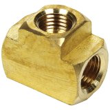 Allstar Performance Brake Fittings ALL50136 Tee, Brass, 3/16 in. Line, 3/8-24 in. Female Inverted Flare, Set of 2 thumbnail 1