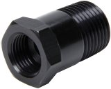 Allstar Performance Temperature Gauge Adapters ALL50204 Adapter, Aluminum, Black Anodized, Male 1/2 in. NPT to Female 5/8 in., Each thumbnail 1