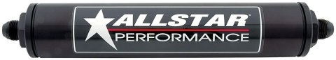 Allstar Performance Inline Aluminum 10 Microns Fuel Filter with -12 AN Inlet Size ALL40240 Filter, Aluminum, Black Anodized, Paper Element, Male Inlet/Outlet, 2 in. Diameter, 12 in. Length, Each