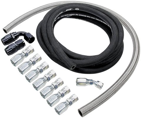 Allstar Performance Power Steering Hose Kits ALL48200 Hoses, -6 AN Size, 16 ft. Length, -10 AN Size, 3 ft. Length, Fittings, for Rack and Pinion, Kit