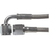 Allstar Performance Braided Steel Lines ALL46312-15 Brake Lines, Stainless Steel, -4 AN, Straight, 90 Degree, Female Threads, 15.00 in. Length, Each thumbnail 1