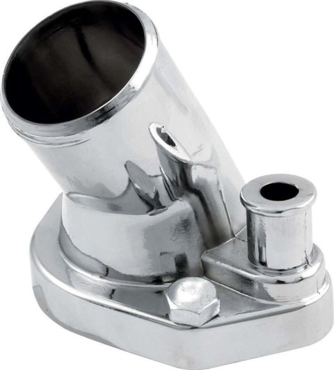 Allstar Performance Small Block Ford Chrome Plated Water Necks ALL30174 Neck, Cast Aluminum, Plated, O-Ring, 45 Degree, Ford, Block, Each