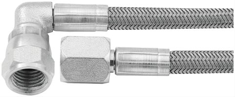 Allstar Performance Braided Steel Lines ALL46402-26 Brake Lines, Stainless Steel, - 4 AN, Straight, 90 Degree, Female Threads, 26.00 in. Length, Each
