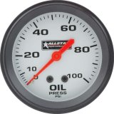 Allstar Performance Gauges ALL80095 Gauge, Allstar, Oil Pressure, 0-100 psi, 2 5/8 in. Diameter, Analog, Full Sweep, Illuminated, Mechanical, White Face, Black Bezel, Each thumbnail 1