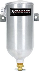Allstar Performance Overflow Tanks ALL36112 Tank, 1 qt., Round, Aluminum, Natural, 3/8 in. NPT Inlets/1/2 in. NPT Outlet, Universal, Each thumbnail 1