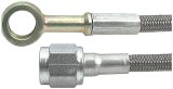 Allstar Performance Braided Steel Lines ALL46440-24 Brake Line, -4 AN, Stainless Steel, 24.000 in. Length, Hose 1 Straight Angle Female Thread, Hose 2 3/8 in. Banjo, Each thumbnail 2