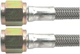 Allstar Performance Braided Steel Lines ALL46400-12 Brake Line, Stainless Steel, 12 in. Length, -4 AN Hose, -4 AN Female, -4 AN Female, Each thumbnail 1