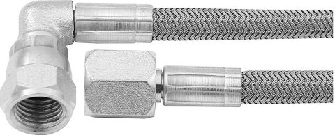 Allstar Performance Braided Steel Lines ALL46402-10 Brake Lines, Stainless Steel, - 4 AN, Straight, 90 Degree, Female Threads, 10.00 in. Length, Each