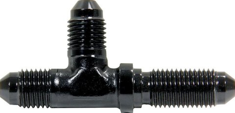 Allstar Performance Bulkhead Fittings ALL50097 Fitting, Bulkhead, Aluminum, Black Anodized, Tee, -4 AN, Male Threads, Each