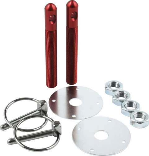 Allstar Performance Hood Pin Kits ALL18501 Pins, Torsion Pin-Style, 4.000 in. Long, 1/2 in. Diameter, Aluminum, Red Anodized, Kit