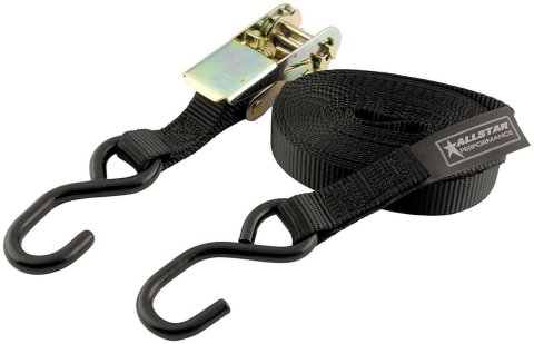 Allstar Performance Ratchet Binders ALL10180 Tie Down, S-Hook, Nylon, Black, 1 in. Width, 8 ft. Length, 1,000 lbs. Working Load Rating, Each