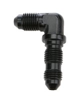 Allstar Performance Bulkhead Fittings ALL49621 Fitting, Bulkhead, Aluminum, Black Anodized, 90 Degree, -4 AN, Male Threads, Each thumbnail 2
