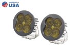 Diode Dynamics SS3 LED Pods DD6142P Auxiliary Lights, Pods, Sport, SAE Fog, Round, Black, Yellow Lens, 12 V, 14.5 Watts, Pair thumbnail 2