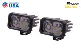 Diode Dynamics Stage Series 2 Light Pods DD6420P Auxiliary Light, LED Light, SSC2, Pro White, Spot, Red Backlight, Clear Lens, 2.0 in. x 3.0 in., Rectangle, Aluminum Housing, Pair thumbnail 2