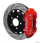 Wilwood AERO4 Big Brake Rear Kits 140-12932-DR W4A, 14.25x1.10 SRP DRILLED RTR, RED CALIPER, W/ LINES thumbnail 2
