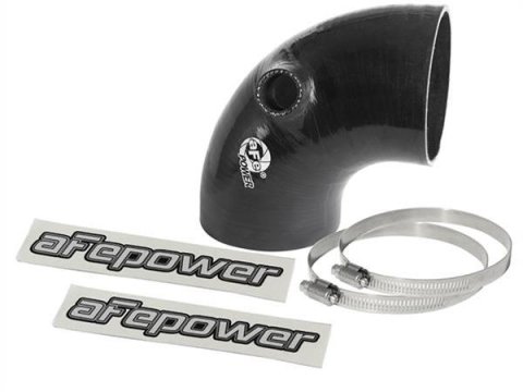 aFe Tubing Couplers 59-00111 Couplers, 90 degree Elbow, Silicone, Black, 3.75 in. Inlet/Outlet Diameter, 15/16 in. Port On the Middle of the Side, Each