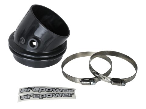 aFe Tubing Couplers 59-00123 Couplers, 30 degree Elbow, Silicone, Black, 4.38 in. Inlet/3.88 in. Outlet Diameter, Has A Port for Connecting A PCV Line, Each