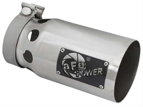 aFe Rebel XD Round, Polished 4 Inch Exhaust Tip 49T40501-P10 Tip, XD, Clamp-on, Stainless, Polished, 4.00 in. Inlet Diameter, 5.00 in. Outlet, 10.00 in. Length, Each