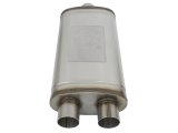 aFe Mach Force XP 304 Stainless Steel 3 Inch Muffler 49M30015 Mufflers, XP, Stainless, Natural, Oval Case, Single 3.00 in. Center Inlet, Dual 3.00 in. Center Outlets, 22.00 in. Overall Length, Each thumbnail 2