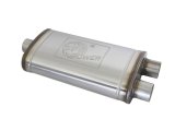 aFe Mach Force XP 304 Stainless Steel 3 Inch Muffler 49M30015 Mufflers, XP, Stainless, Natural, Oval Case, Single 3.00 in. Center Inlet, Dual 3.00 in. Center Outlets, 22.00 in. Overall Length, Each thumbnail 4