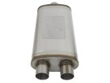 aFe Mach Force XP 304 Stainless Steel 3 Inch Muffler 49M30015 Mufflers, XP, Stainless, Natural, Oval Case, Single 3.00 in. Center Inlet, Dual 3.00 in. Center Outlets, 22.00 in. Overall Length, Each thumbnail 5
