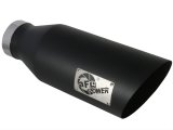 aFe Mach Force XP Round, Black 4 Inch Exhaust Tip 49T40701-B18 Tip, XP, Clamp-on, Stainless, Powdercoated, 4.00 in. Inlet Diameter, 7.00 in. Outlet, 18.00 in. Length, Each thumbnail 4