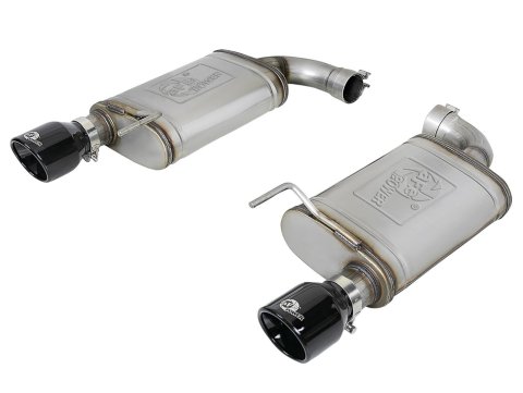 aFe Mach Force XP Exhaust Systems for 2015-2017 MUSTANG - 49-43105-B Systems, XP, Rear Axle-back, Dual, Stainless Steel, Natural, Split Rear Exit, Black Powdercoated Tips, Ford, 5.0L, Kit