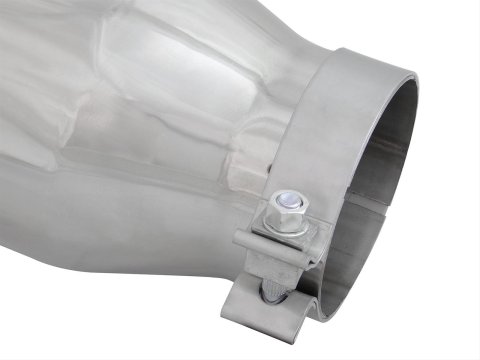 aFe Mach Force XP Round, Polished 4 Inch Exhaust Tip 49T40602-P15 Tip, XP, Clamp-on, Stainless, Polished, 4.00 in. Inlet Diameter, 6.00 in. Outlet, 15.00 in. Length, Each
