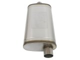 aFe Mach Force XP 304 Stainless Steel 3 Inch Muffler 49M30016 Mufflers, XP, Steel, Natural, Oval Case, 3.00 in. Center Inlet, 3.00 in. Offset Outlet, 22.00 in. Overall Length, Each thumbnail 5