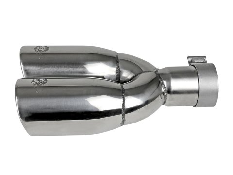 aFe Mach Force XP Round, Polished 2.50 Inch Exhaust Tip 49T25374-P12 Tips, XP, Dual Tip, Clamp-on, Stainless Steel, Polished, in. Inlet, 3.50 in. Outlet, 12.00 in. Length, Each