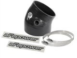 aFe Tubing Couplers 59-00115 Couplers, 30 degree Elbow, Silicone, Black, 4.38 in. Inlet/3.79 in. Outlet Diameter, 5/8 in. Diameter x 1/2 in. Tall Port On the Side, Each thumbnail 1