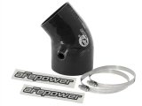 aFe Tubing Couplers 59-00105 Couplers, 40 degree Elbow, Silicone, Black, 3.25 in. Inlet/2.81 in. Outlet Diameter, 1/2 in. Port On the Middle of the Side, Each thumbnail 1