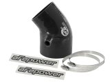 aFe Tubing Couplers 59-00105 Couplers, 40 degree Elbow, Silicone, Black, 3.25 in. Inlet/2.81 in. Outlet Diameter, 1/2 in. Port On the Middle of the Side, Each thumbnail 2