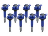aFe Scorcher High-Performance Ignition Coils for 2011-2016 F-150, MUSTANG - 77-92011-MD Coils, SCORCHER High-Performance, Coil on Plug, Epoxy, Round, Black/Blue, 5.0, V8, Ford, Set of 8 thumbnail 4