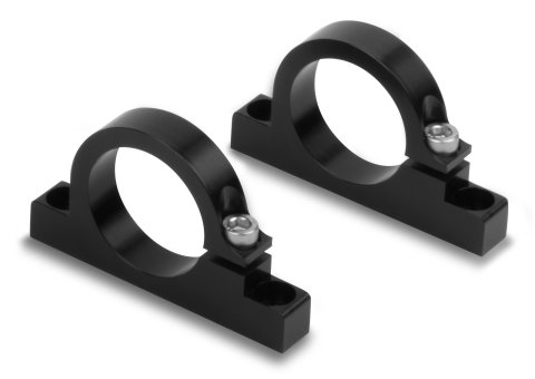 Holley Billet Fuel Filter Mounting Brackets 162-573 Brackets, Aluminum, Black Finish, fits 1.50 in. Diameter filters, Pair