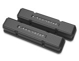 Holley Vintage Series Valve Covers 241-108 Covers, Series. Perimeter Bolt, Tall, Finned, Cast Aluminum, Back Finish, Chevy, 4.3-6.6L, Pair thumbnail 1