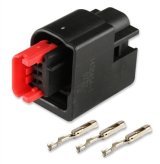 Holley Wiring Harness Connectors 570-239 Weatherproof Connectors, EFI, Ford Coyote, Cam Position Sensor Connector, Sealed, 3-pin, Female, Black Plastic, with Pins, Seals, TPA, Each thumbnail 1