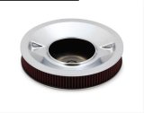 Holley 4500 Drop Base Air Cleaner Assemblies 120-4530 Cleaners, 16 in. Round, 7.50 in. Horn, Dropped Base, Steel, Chrome, Cotton Gauze Filter, Red, 3 in. Tall, fits Model 4500, Each thumbnail 2