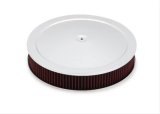 Holley 4500 Drop Base Air Cleaner Assemblies 120-4530 Cleaners, 16 in. Round, 7.50 in. Horn, Dropped Base, Steel, Chrome, Cotton Gauze Filter, Red, 3 in. Tall, fits Model 4500, Each thumbnail 4