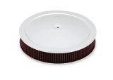 Holley 4500 Drop Base Air Cleaner Assemblies 120-4530 Cleaners, 16 in. Round, 7.50 in. Horn, Dropped Base, Steel, Chrome, Cotton Gauze Filter, Red, 3 in. Tall, fits Model 4500, Each thumbnail 6