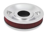 Holley Air Cleaner Assemblies 120-4130 Cleaners, 16 in. Round, 5.125 in. Horn, Dropped Base, Steel, Chrome, Gauze Filter, Washable, Red, 3 in. Tall, fits Model 4150, 4160, Each thumbnail 3