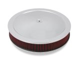 Holley Air Cleaner Assemblies 120-4130 Cleaners, 16 in. Round, 5.125 in. Horn, Dropped Base, Steel, Chrome, Gauze Filter, Washable, Red, 3 in. Tall, fits Model 4150, 4160, Each thumbnail 6