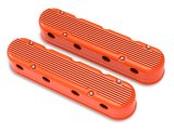Holley Aluminum LS Valve Covers 241-183 Covers, LS, Center and Perimeter Bolt, Tall, Finned, Cast Aluminum, Orange Gloss, Two-Piece, Chevy, LS, 4.8-7.0L, Pair thumbnail 4